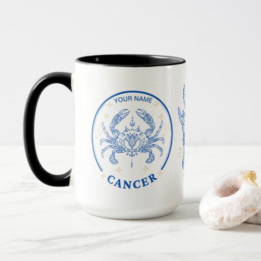 Gepersonaliseerde kanker Zodiac 15 oz Mok (Met donut)