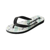 Gepersonaliseerde kano- en pedelenmint en grijs pa kinder teenslippers (Schuin)