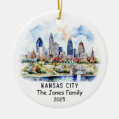Gepersonaliseerde Kansas City Ornament, Kansas Keramisch Ornament (Voorkant)