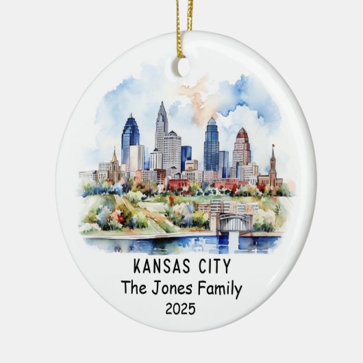 Gepersonaliseerde Kansas City Ornament, Kansas Keramisch Ornament (Links)