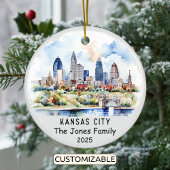 Gepersonaliseerde Kansas City Ornament, Kansas Keramisch Ornament