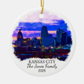 Gepersonaliseerde Kansas City Ornament, Kansas Sta Keramisch Ornament (Voorkant)