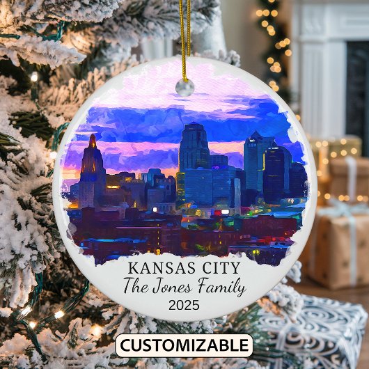 Gepersonaliseerde Kansas City Ornament, Kansas Sta Keramisch Ornament