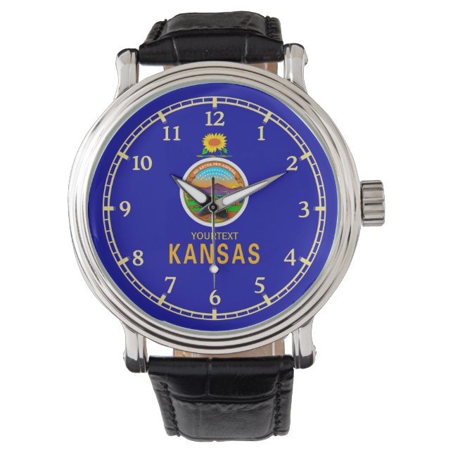 Gepersonaliseerde Kansas State Flag Design Horloge (Voorkant)