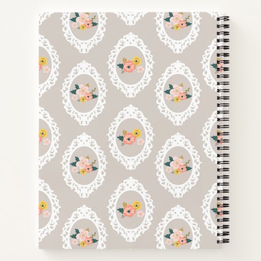 Gepersonaliseerde Kant Bloemen Girly Notitieboek (Achterkant)