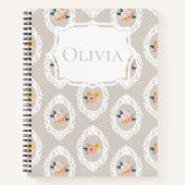 Gepersonaliseerde Kant Bloemen Girly Notitieboek (Voorkant)