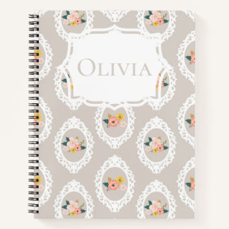 Gepersonaliseerde Kant Bloemen Girly Notitieboek