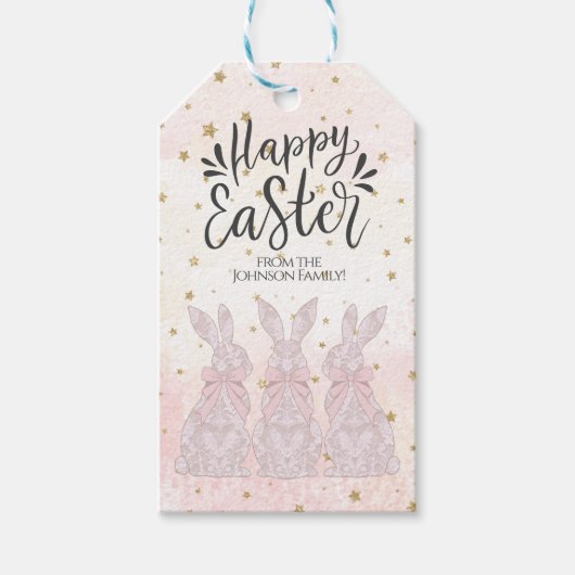 Gepersonaliseerde Kant Bunny Paascadeau Labels Cadeaulabel (Voorkant)