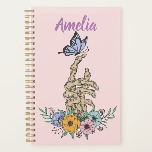 Gepersonaliseerde kantelaar met de schedelhand in  planner (Voorkant)