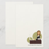 Gepersonaliseerde Kantoor Girl Stationery Briefpapier (Voorkant / Achterkant)