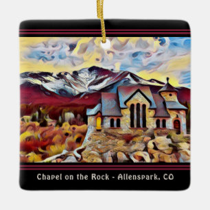 Gepersonaliseerde kapel op de Rock Colorado Kerstm Keramisch Ornament