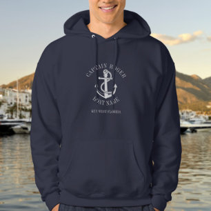 Gepersonaliseerde Kapitein Scheepsanker Bootnaam Hoodie