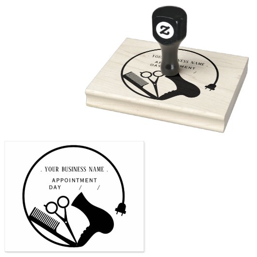 Gepersonaliseerde kapper ronde rubberstempel (Gestempeld)