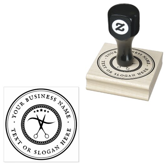 Gepersonaliseerde kapper ronde rubberstempel (Gestempeld)