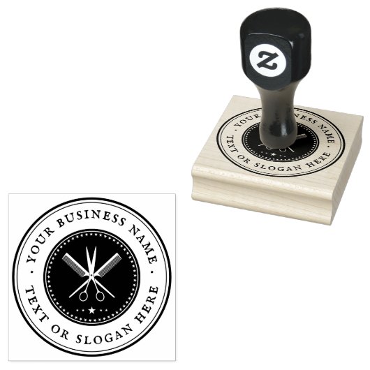Gepersonaliseerde kapper ronde rubberstempel (Gestempeld)
