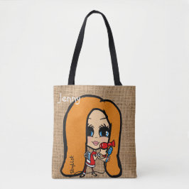 Gepersonaliseerde kapperstas Caricatuur rode kop Tote Bag