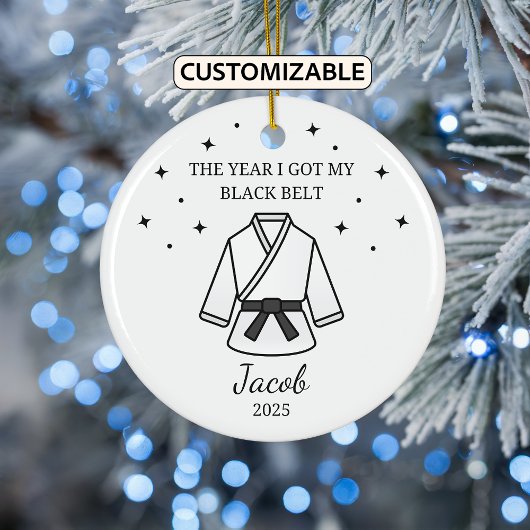 Gepersonaliseerde Karate Black Belt, Taekwondo Out Keramisch Ornament