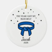 Gepersonaliseerde Karate Blue Belt, Taekwondo Outf Keramisch Ornament (Voorkant)