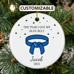 Gepersonaliseerde Karate Blue Belt, Taekwondo Outf Keramisch Ornament
