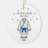 Gepersonaliseerde Karate Blue Belt, Taekwondo Outf Keramisch Ornament (Links)
