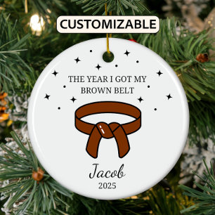 Gepersonaliseerde Karate Brown Belt, Taekwondo Out Keramisch Ornament