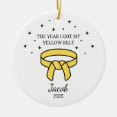 Gepersonaliseerde Karate Gele Gordel, Taekwondo Ou Keramisch Ornament (Voorkant)