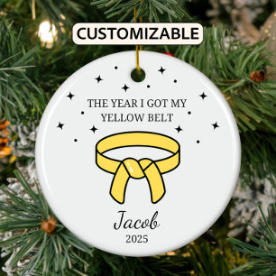 Gepersonaliseerde Karate Gele Gordel, Taekwondo Ou Keramisch Ornament