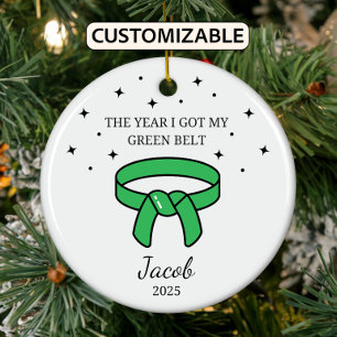 Gepersonaliseerde Karate Green Belt, Taekwondo Out Keramisch Ornament