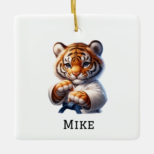 Gepersonaliseerde Karateka/Karate Kerst Keramisch Ornament (Voorkant)