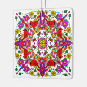 Gepersonaliseerde kardinaal en bloemen Mandala Keramisch Ornament (Links)