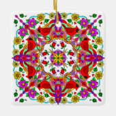 Gepersonaliseerde kardinaal en bloemen Mandala Keramisch Ornament (Voorkant)