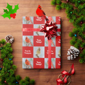 Gepersonaliseerde Kardinaal Vogels Rode Check Kers Cadeaupapier