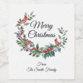 Gepersonaliseerde kardinale Kerstmis Wijn Etiket (Enkel label)