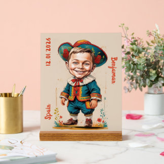 Gepersonaliseerde karikatuur van kind in Spaanse o Acryl Bord