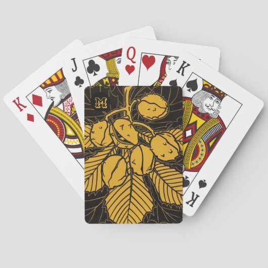 Gepersonaliseerde  Kastanje Zwart en Bruin Pokerkaarten (Achterkant)