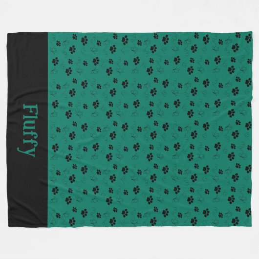 Gepersonaliseerde kat deken poten naam bos groen (Voorkant (Horizontaal))