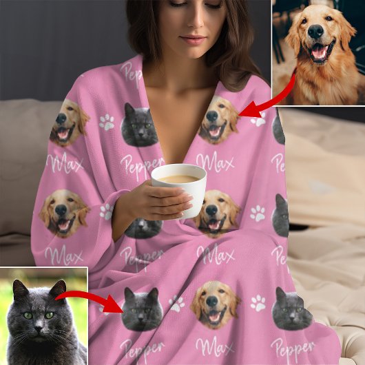 Gepersonaliseerde Kat en Hond Naam en Foto, Pet Pi Fleece Deken