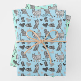 Gepersonaliseerde kat en kitten cadeauverpakking i inpakpapier vel