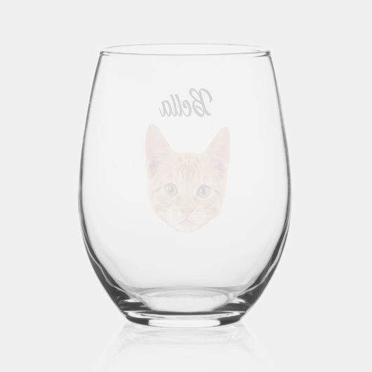 Gepersonaliseerde Kat Foto Custom Kat Mam Pap Gift Wijnglas Zonder Voet (Achterkant)