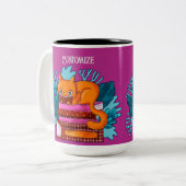 Gepersonaliseerde kat goedgekeurde boeken Roze Tweekleurige Koffiemok (Voorkant links)