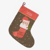 Gepersonaliseerde kat kerst grote kerstsok (Voorkant (Hangend))
