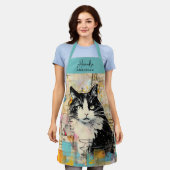 Gepersonaliseerde Kat Liefhebbers Moeder Papa Scri Schort (Gedragen)