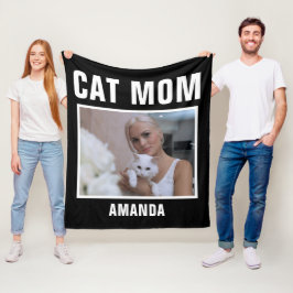 Gepersonaliseerde kat mam aangepaste foto fleece deken
