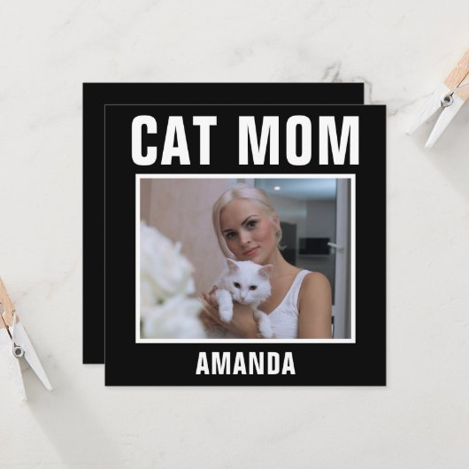 Gepersonaliseerde kat mam aangepaste foto kaart (Voorkant / Achterkant in situ)