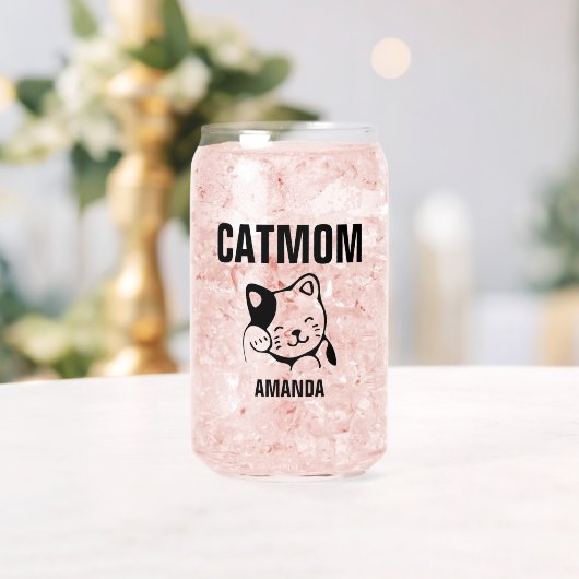 Gepersonaliseerde kat mam naam blikvorm glas (Insitu (Huwelijk))
