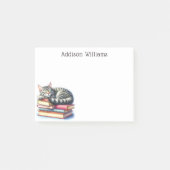 Gepersonaliseerde Kat Nap op Stack of Books Post-it® Notes (Voorkant)