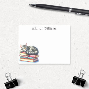 Gepersonaliseerde Kat Nap op Stack of Books Post-it® Notes