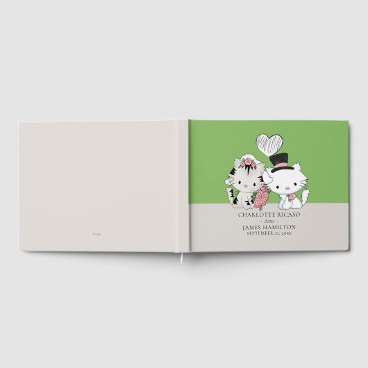 Gepersonaliseerde kat paar bruid en bruidegom brui gastenboek (Volledig)