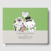 Gepersonaliseerde kat paar bruid en bruidegom brui gastenboek (Voorkant)