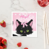 Gepersonaliseerde kat roze en witte keuken van zat servet (Insitu)